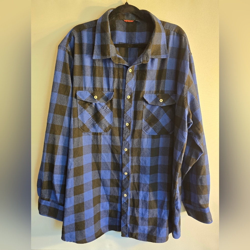 DESIGN IN ITALY MEN'S PLAID BLACK / BLUE SHIRT SIZE3XL